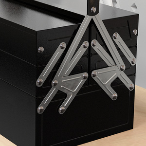 DURHAND 3 Tier Metal Tool box - Black / 34.5cm by DURHAND