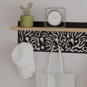 Novo Modern Hanger 7 Hooks with Shelf - Oak by Decortie