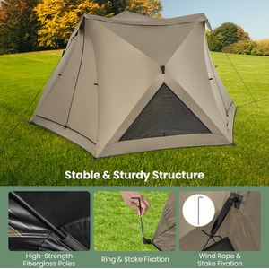Pop-up Camping Tent for 4-6 People - Green by Costway