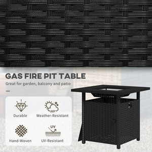 Outsunny 50,000 BTU Output Rattan Fire Pits for Garden - Black by Outsunny