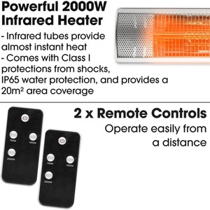Wall Mounted 2000W Electric Patio Heater - Grey