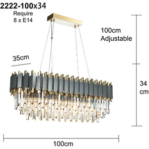 Dark Carbon and Gold Postmodern Pendant Chandelier