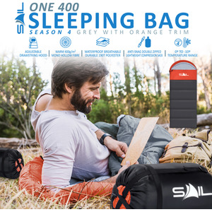 One' 400gsm Sleeping Bag - Orange by SAIL
