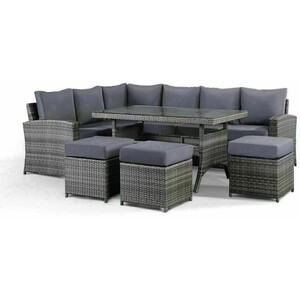 9 Seater Table and Chair Dining Sofa Set - Grey by Furniture One
