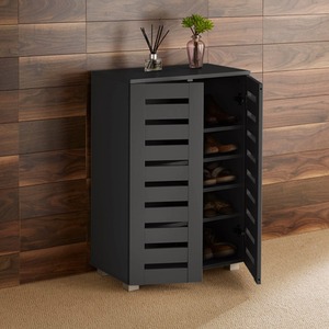 Home Source Oslo 2 Door Shoe Storage Cabinet Unit - Black by Home Source