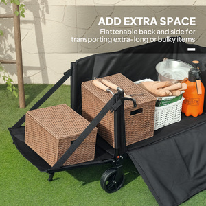 Outsunny Folding Trolley on Wheels with Openable Sides - Black by Outsunny