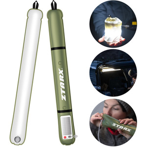 Solar Powered Rechargeable Folding Tent Light - White LED / Long