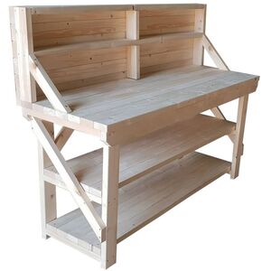 Acorn Wooden Workbench With Back Panel And Double Shelf by Arbor Garden Solutions