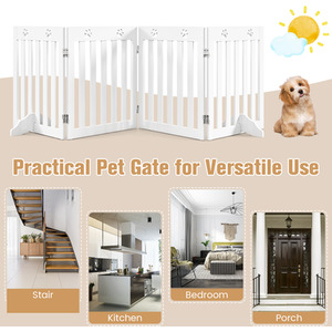 4-Panel Dog Gate Folding Dog Fence - White by Costway