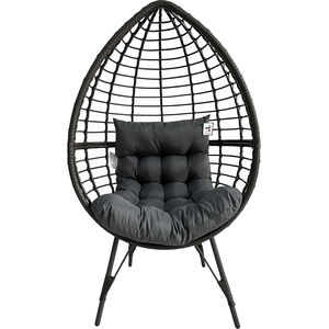 PE Rattan Egg Teardrop Cuddle Chair - Grey by Furniture One