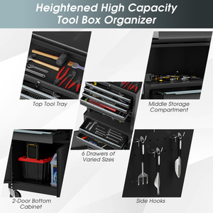 3-in-1 Tool Storage Cabinet Rolling Tool Chest by Costway