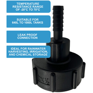 IBC S60x6 (2 inch) Female to (2 inch) Hose Tail by DNA PACKAGING LTD