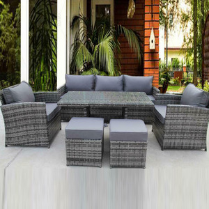 Rattan Wicker Garden Outdoor Cube Table and Chairs Furniture Patio Dining Set - grey dining by uk leisure world