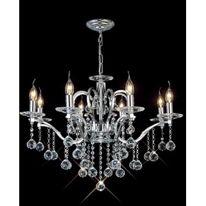 Zinta Ceiling Pendant Chandelier 8 Light Polished Chrome, Crystal - Polished Chrome