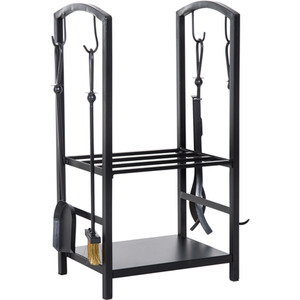 Outsunny Firewood Log Rack Holder - Black by Outsunny