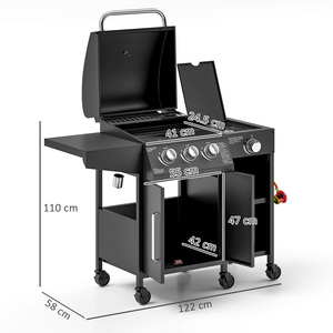 31 Burner Gas BBQ Grill with Cabinet and Shelves - Black by Outsunny