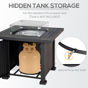 Outsunny Square Propane Gas Fire Pit Table, 50000 BTU - Black by Outsunny