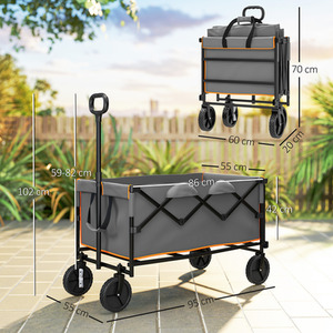 Outsunny 160L Folding Wagon w Adjustable Handle by Outsunny
