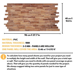 3D Wall Panels (96x48 cm) PVC Cladding Panel Stone Effect by NOVECRAFTO