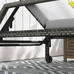 Outsunny Rattan Wicker Chaise Sun Lounger - Dark Grey by Outsunny