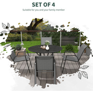 Outsunny Rattan Garden Chairs Set of 4, Stackable Outdoor Armchair by Outsunny