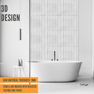 3D Wall Panels (50x50 cm) PVC Cladding Panel in 3D Fluted Line Design by NOVECRAFTO