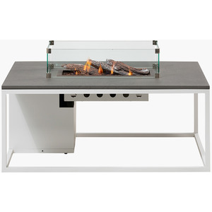 Cosiloft 120 White and Grey Garden Fire Pit Table Outdoor with Glass Fire Guard by Pacific Lifestyle