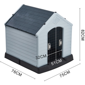 Kidkid Dog Kennel Large Plastic Pet Garden House - Black + White + Grey / 75cm by Kidkid