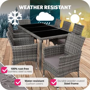 Rattan Garden Furniture Set 81 With Protective Cover - Mottled Grey/Grey by tectake