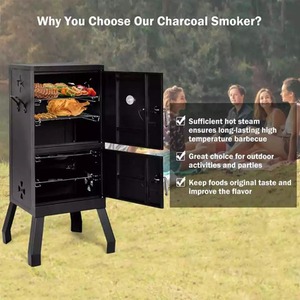 Vertical Charcoal Smoker BBQ - Black by Wyld and Coco