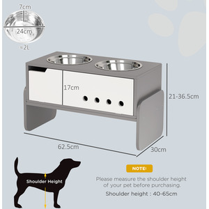 PawHut adjustable Raised Dog Bowls - Grey by PawHut
