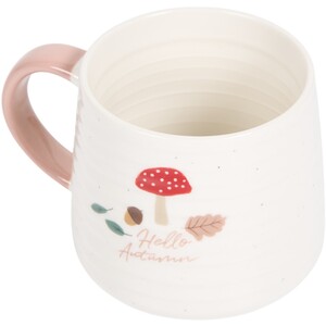 Hello Autumn Ribbed Mug - White by The Fall Collection