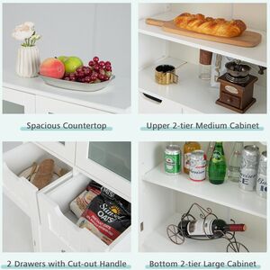 Floor Storage Cabinet with 2 Glass Doors - White by Costway