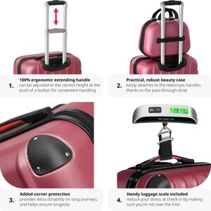 Suitcase Set Cleo - 4 Pieces, 3 Suitcases, 1 Beauty Case - Burgundy by tectake