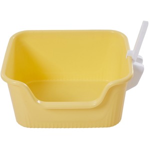Solid-Colour Open Cat Litter Tray with Scoop by Livingandhome