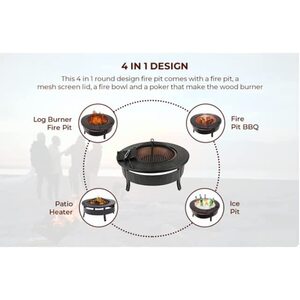 Round Garden Fire Pit - Black by Garden Mile