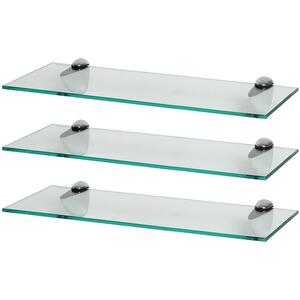 Floating Glass Bathroom Wall Shelves - 50cm - Chrome / 3 by Harbour Housewares