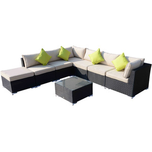 Outsunny 8 Piece Rattan Sofa Garden Furniture Set - Black by Outsunny