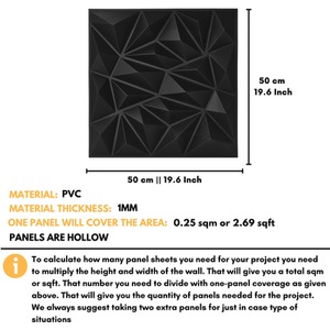 3D Wall Panels (50x50 cm) PVC Cladding Panel in 3D Diamond Design by NOVECRAFTO