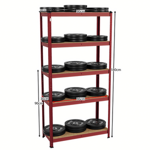 5 Tier Heavy Duty Adjustable Steel Garage Shelving Unit - 875kg Weight Capacity - Red / 40cm by Vida Designs