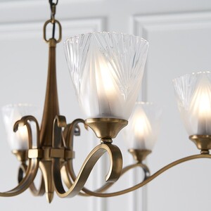 Columbia 6 Light Ceiling Pendant Chandelier Antique Brass, Glass, E14 - Antique Brass