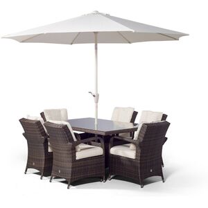 Arizona Square Rattan Patio Dining Set - Brown / 6 by Giardino