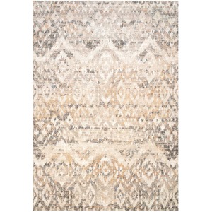 Natural Beige Gold Distressed Diamond Geometric Living Area Rug by The Rug House