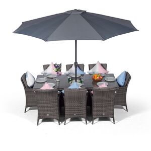 Savannah Square Rattan Patio Dining Set with Ice Bucket Drinks Cooler - Grey / 8 by Giardino