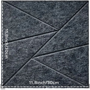 Set Of 12 Square Self Adhesive Acoustic Wall Panels Tiles - Dark Grey by Gr8 Home