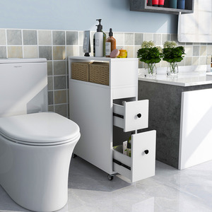 Movable Bathroom Storage Cabinet - White by Costway