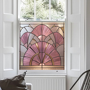 Accadia Art Deco Pink Stained Glass Window Film by Creative Printing Solutions