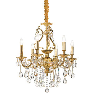 Gioconda 6 Light Crystal Chandelier Antique Gold Finish, E14 - Antique gold