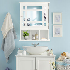 Bathroom Wall Cabinet Display Shelving Unit - White by Costway