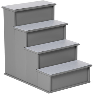 PawHut 4 Step Cushioned Pet Stairs - Grey by PawHut